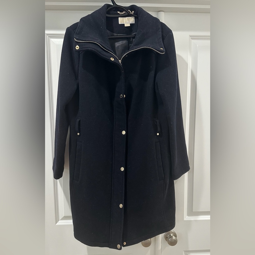 NWOT Michael Kors Black Wool Blend Long Coat | XL
